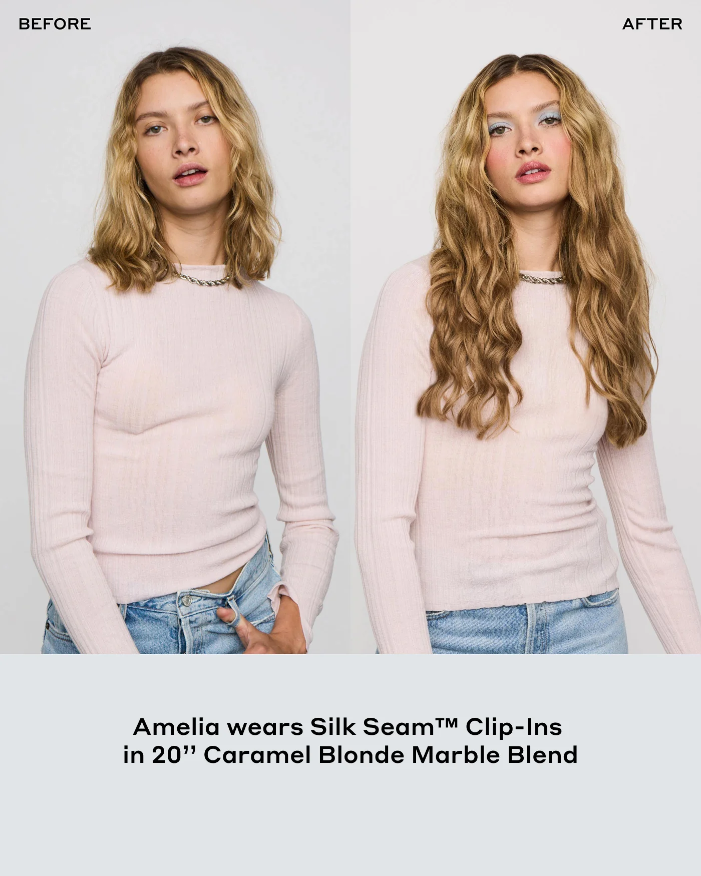 Silk Seam™ Clip-In, Caramel Blonde #18/46 Marble Blends - Image 5
