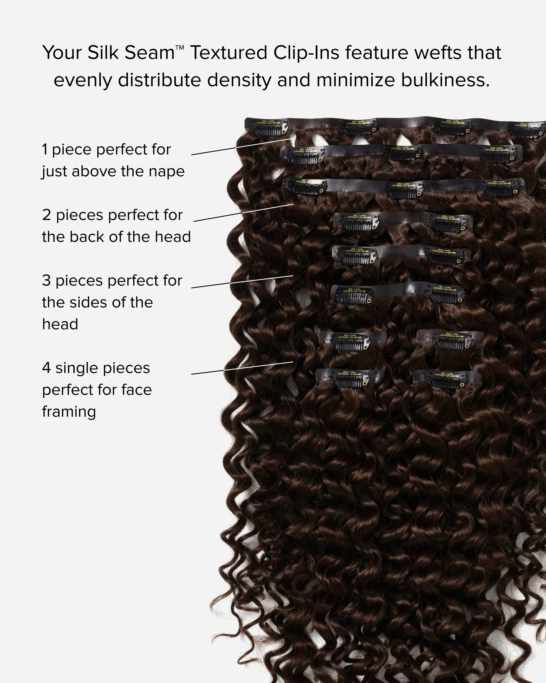 Silk Seam™ Textured Clip-In, Dark Brown #2 Natural 3A - Image 5