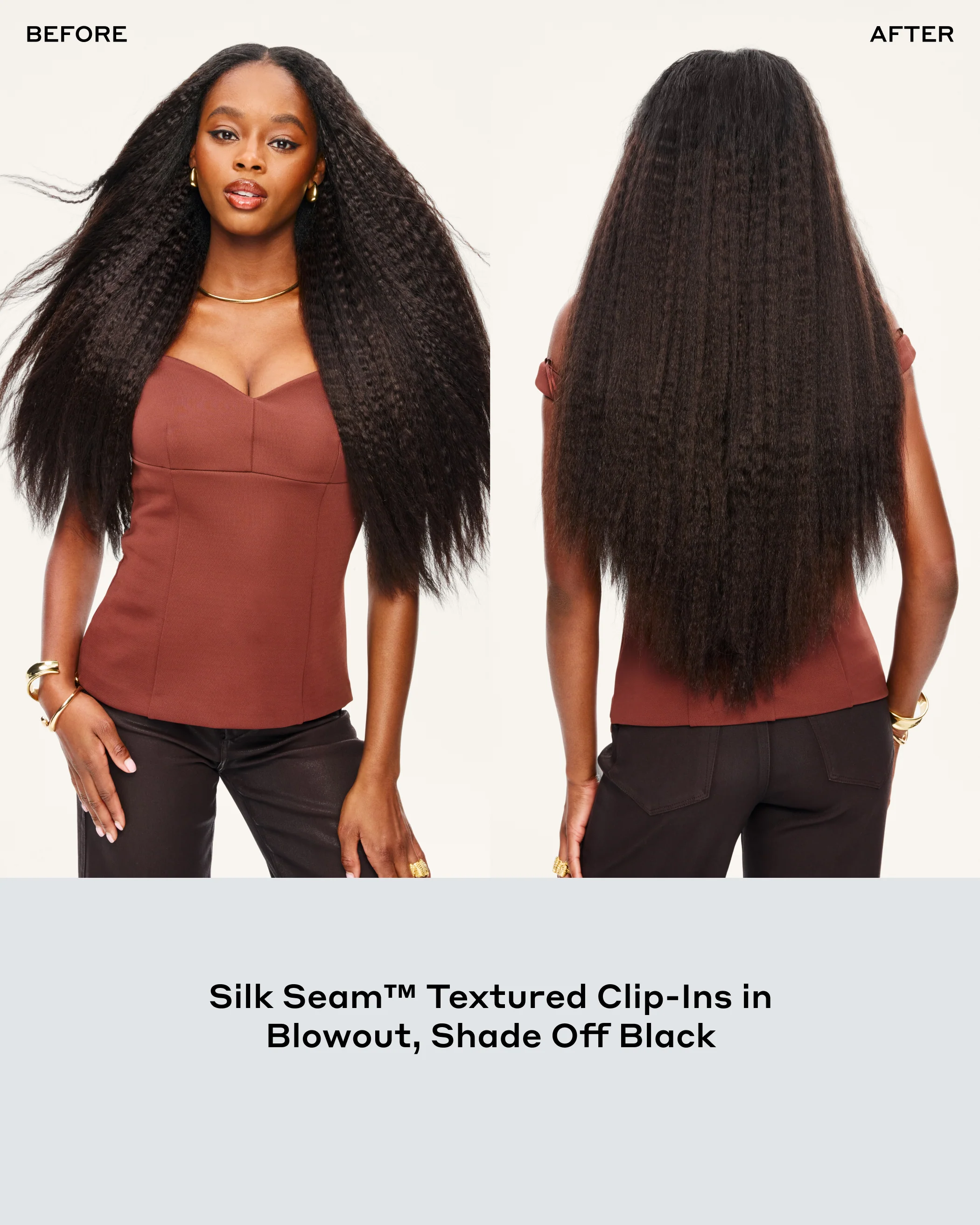 Silk Seam™ Textured Clip-In, Jet Black #1 Natural Blowout - Image 2