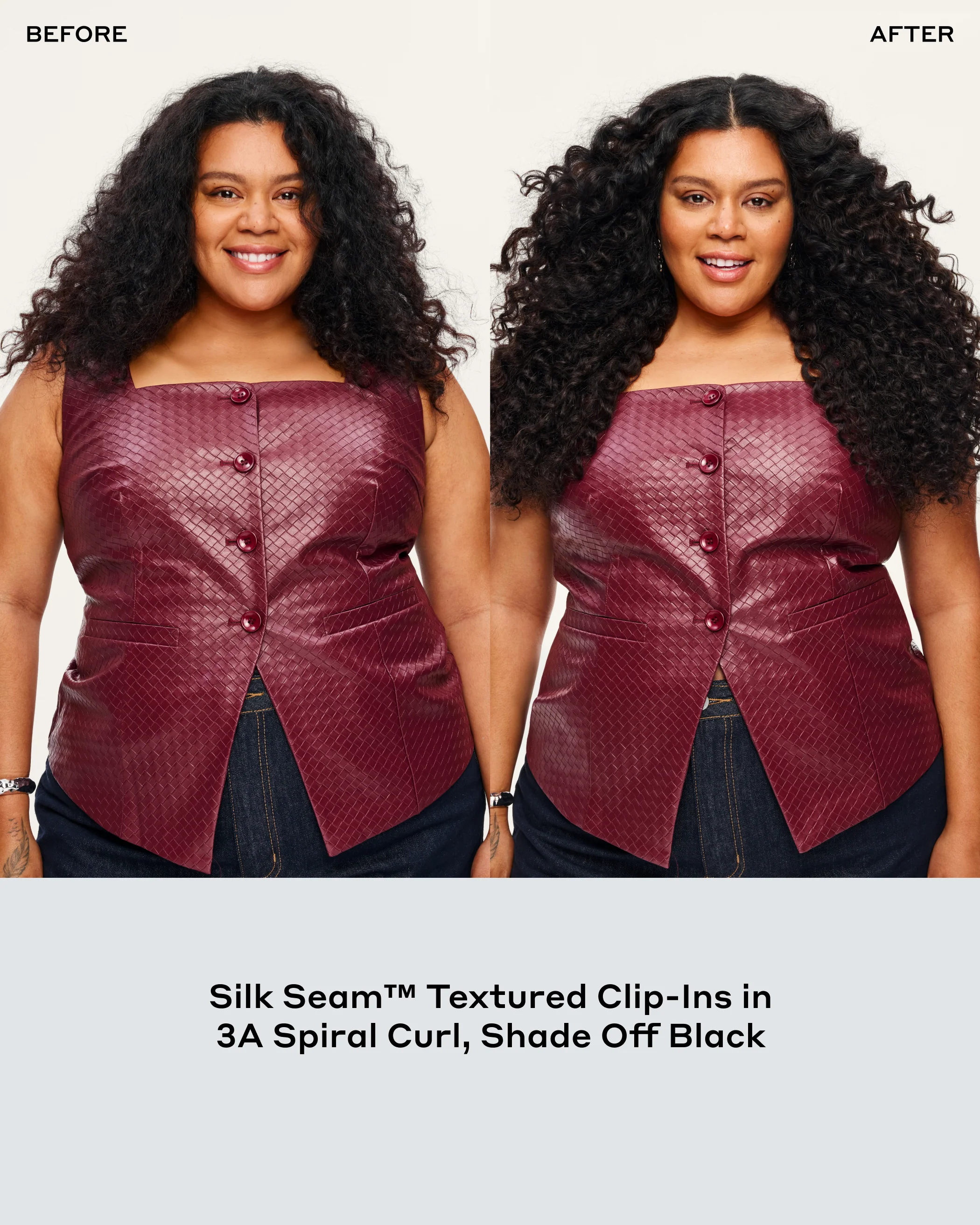 Silk Seam™ Textured Clip-In, Off Black #1B Natural 3A - Image 3