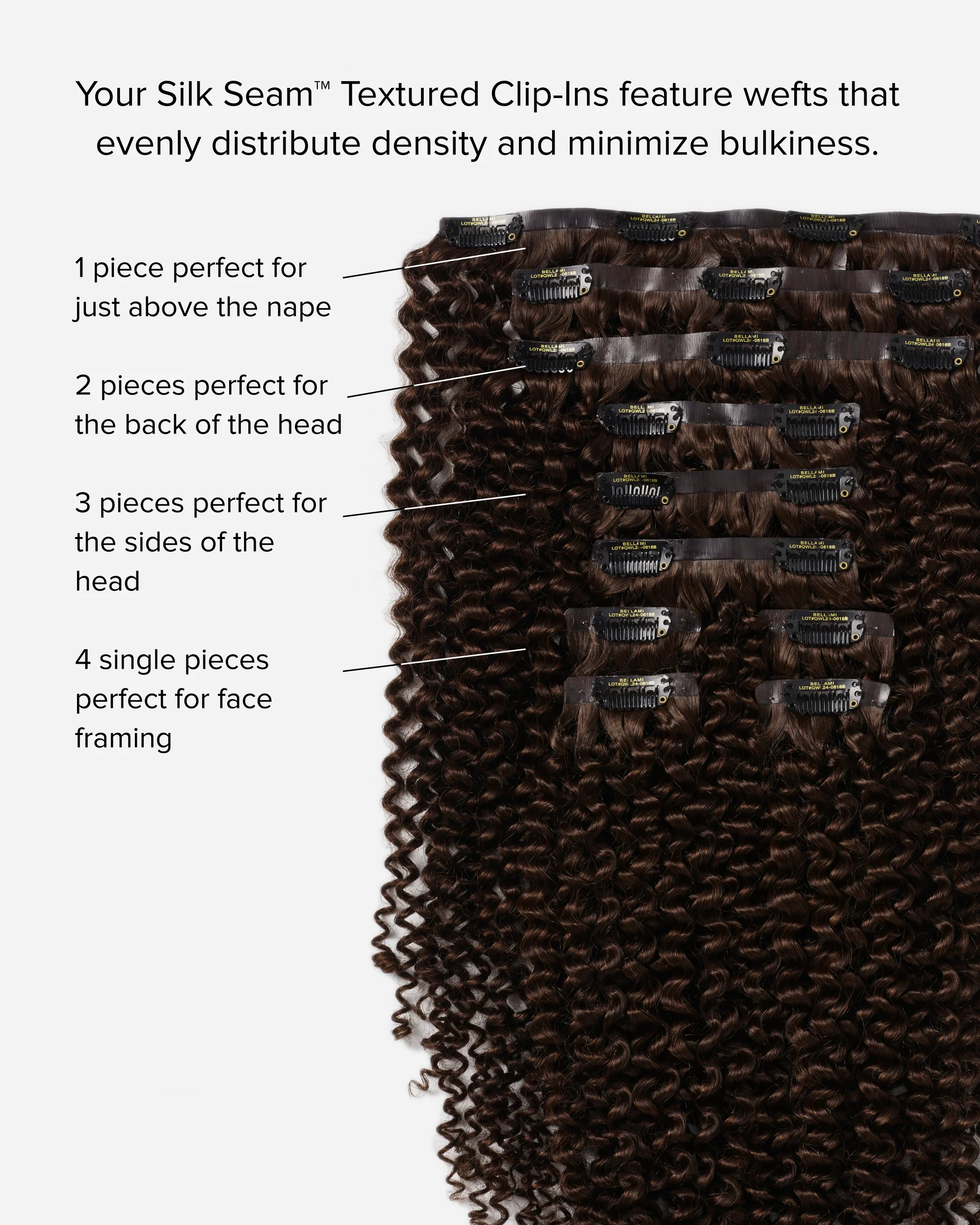 Silk Seam™ Textured Clip-In, Off Black/Almond Brown #1B/7 Rooted 3C - Image 4