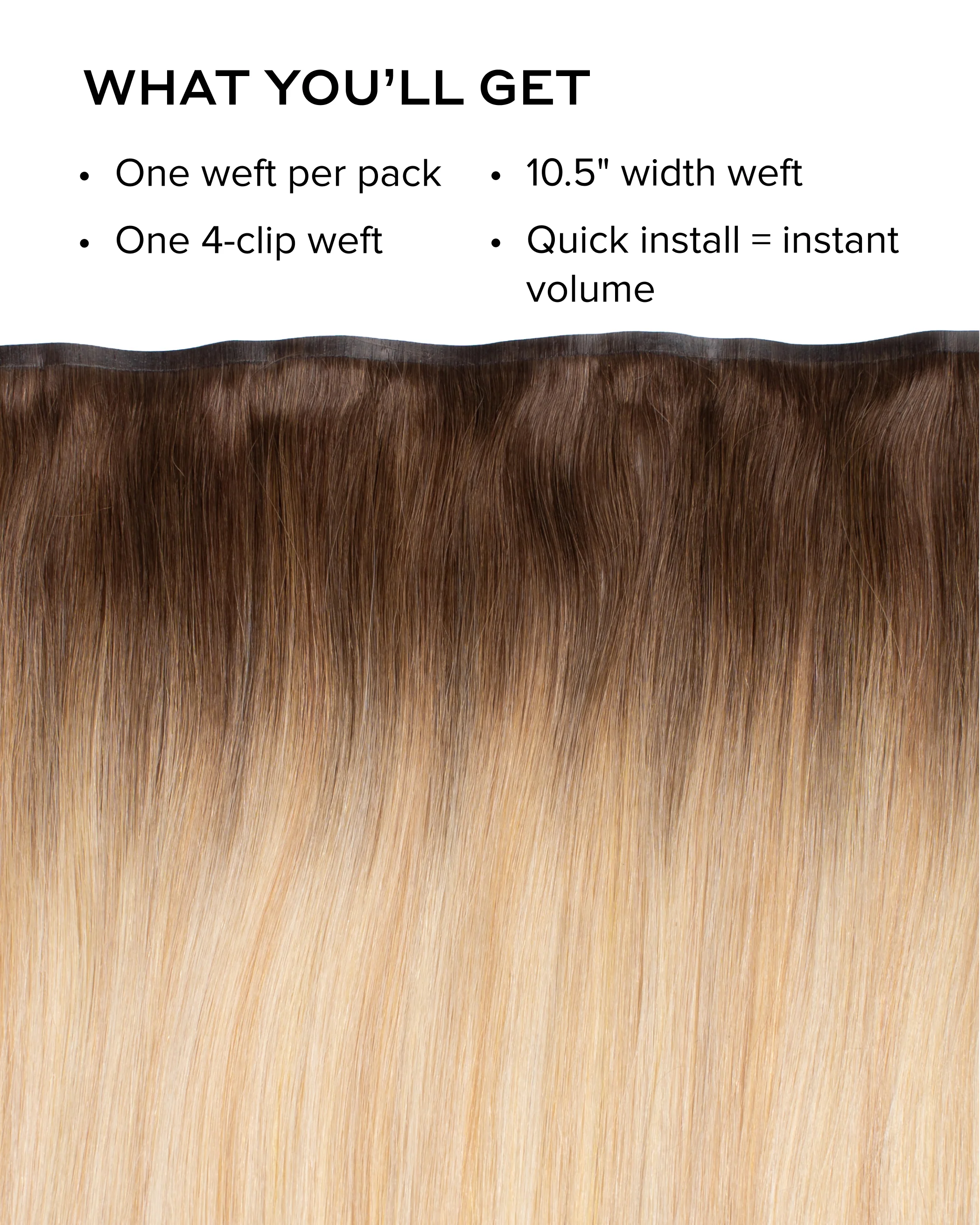 Silk Seam™ Volumizing Weft Clip-In, Ash Brown/Honey Blonde #8/20/24/60 Rooted - Image 2