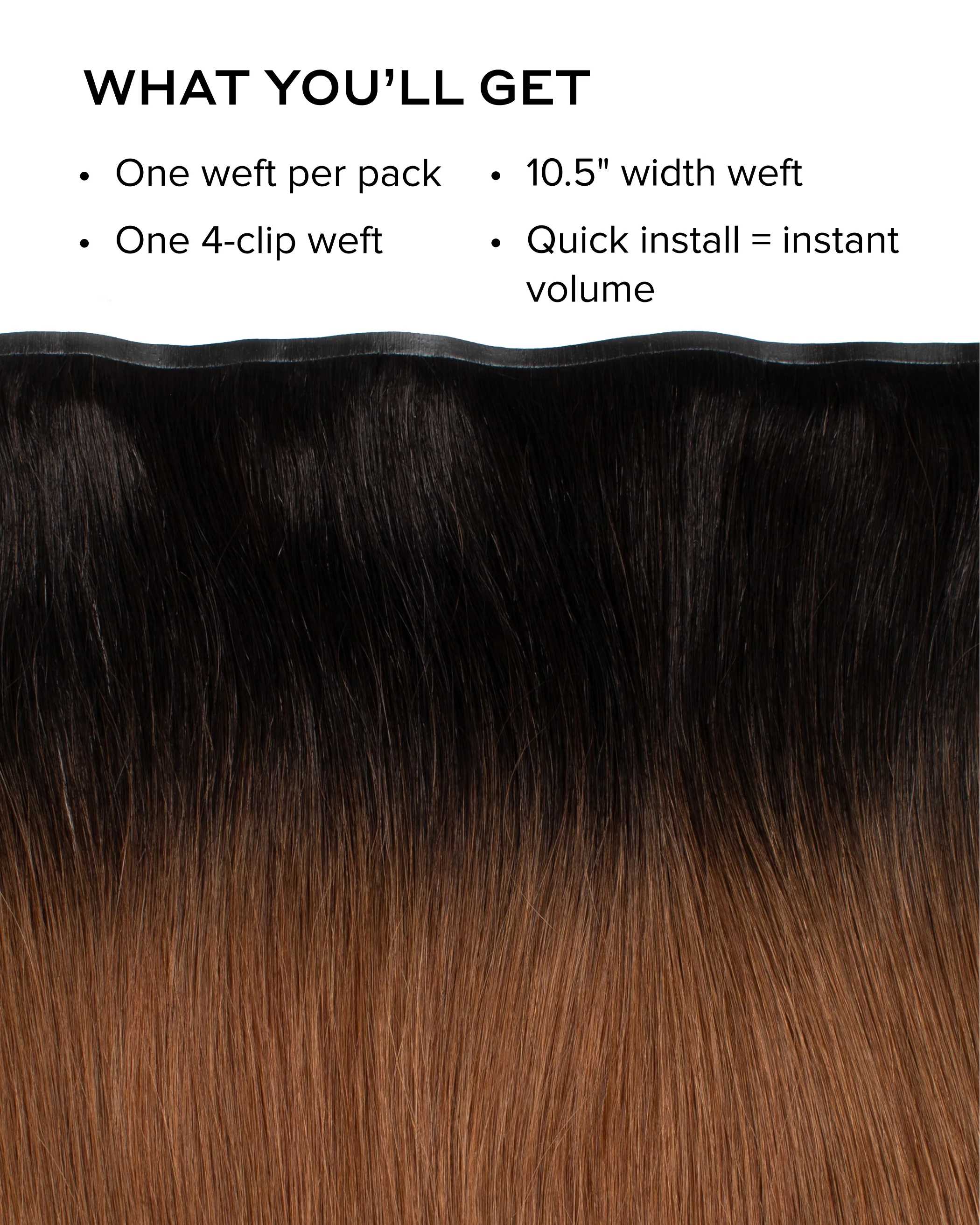 Silk Seam™ Volumizing Weft Clip-In, Off Black/Almond Brown #1B/7 Rooted - Image 2